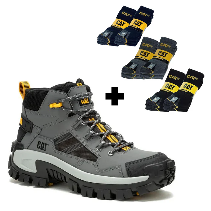 Bota Caterpillar Original Invader Mid Vent + Kit 3 Pares de Meias CAT